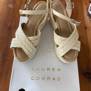 Lauren Conrad natural light beige wedges